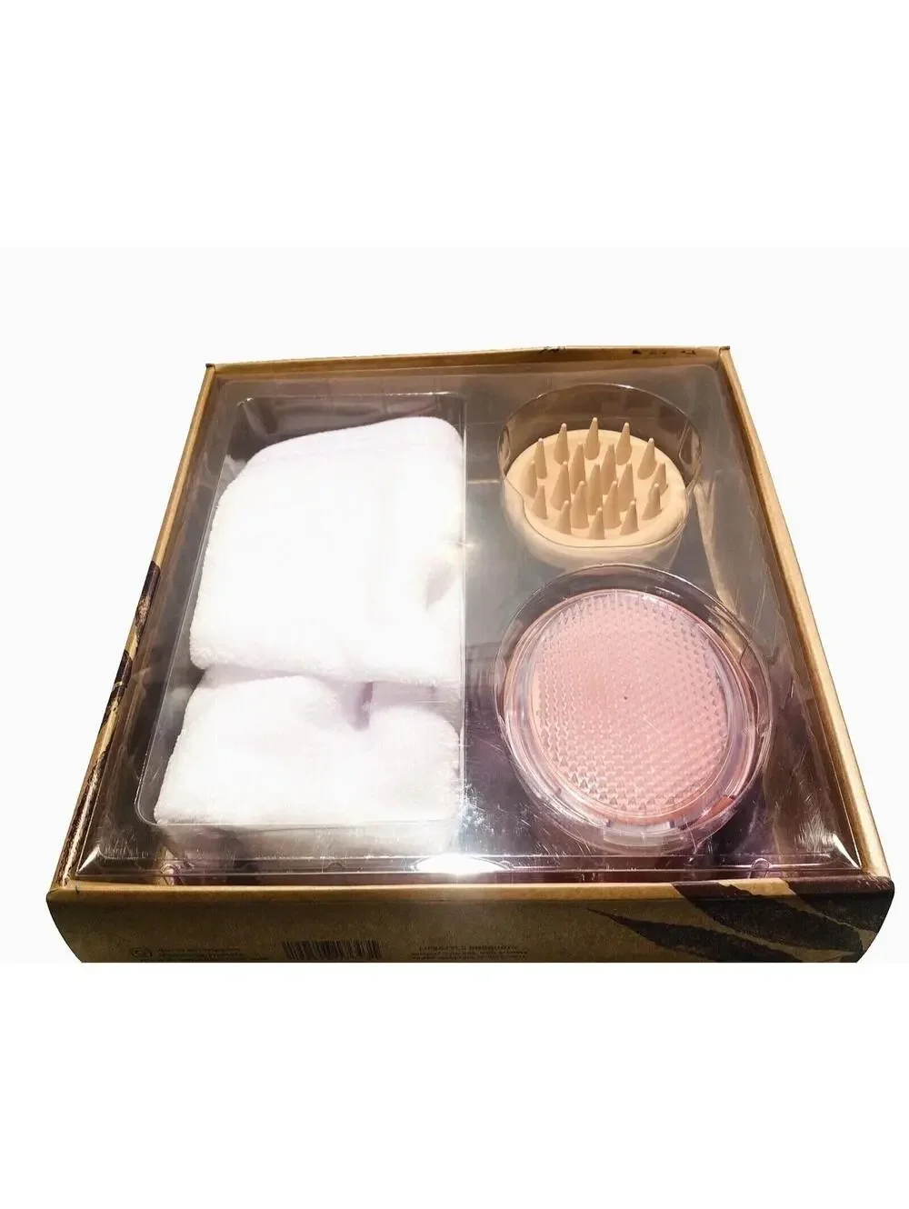 Bamboo Scalp Massager Gift Set with Exfoliating Skin Brush, Hair Wrap Turban New